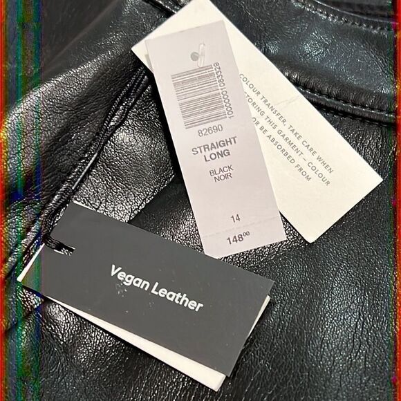 NWT Babaton Vegan Leather Black Straight Pants Size 14 - Picture 12 of 14